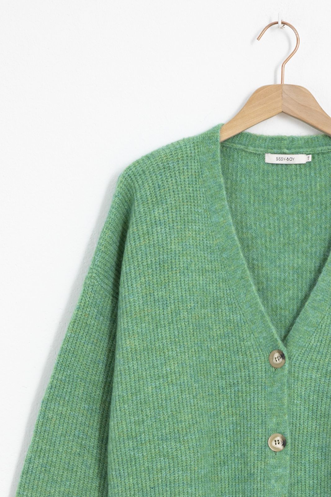 Kastige Oversize-Strickjacke - grün