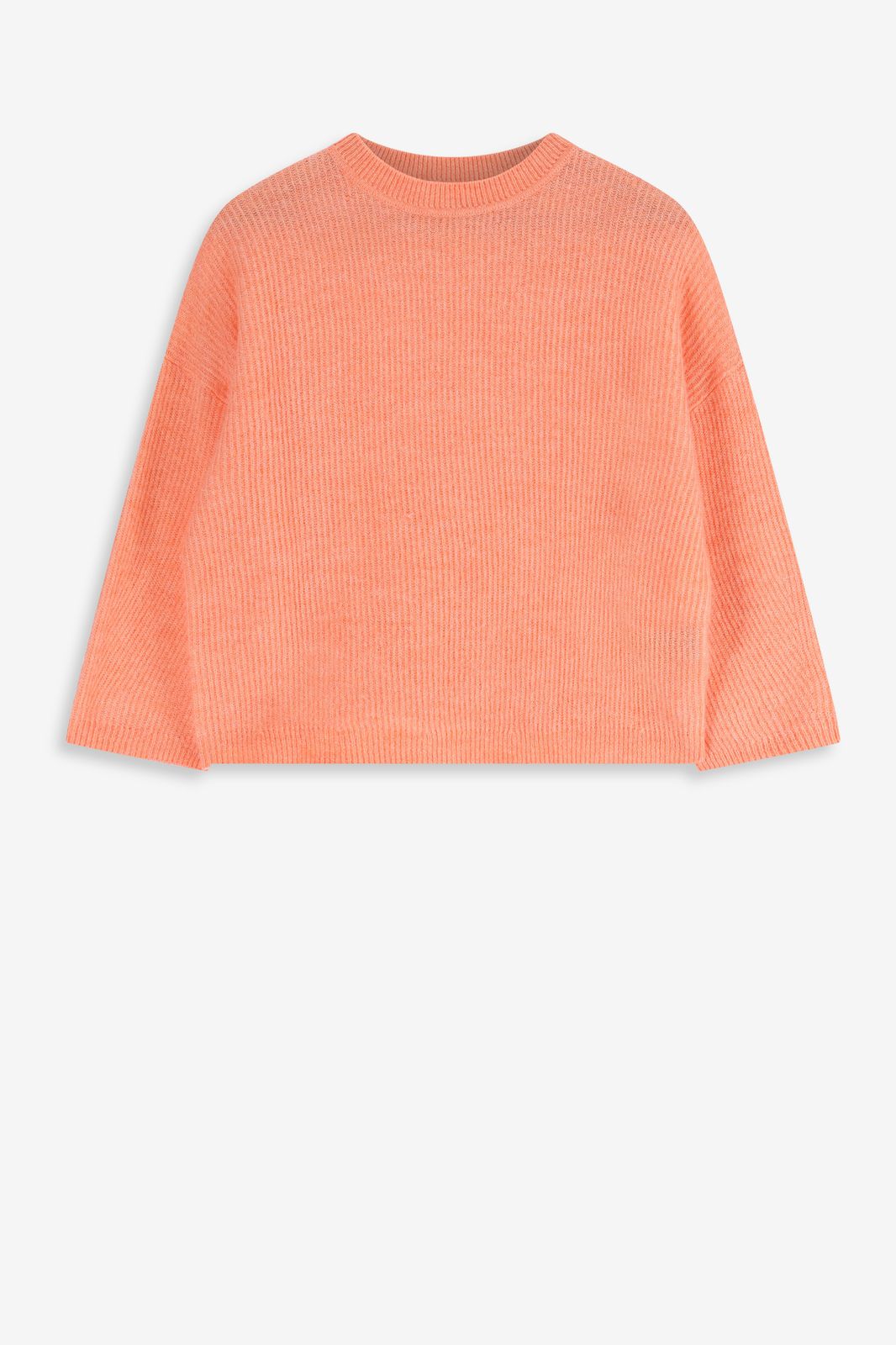 Wollpullover mit Rippmuster - orange