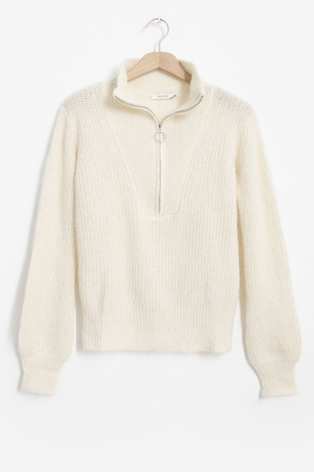 Pullover mit Reißverschluss - weiß