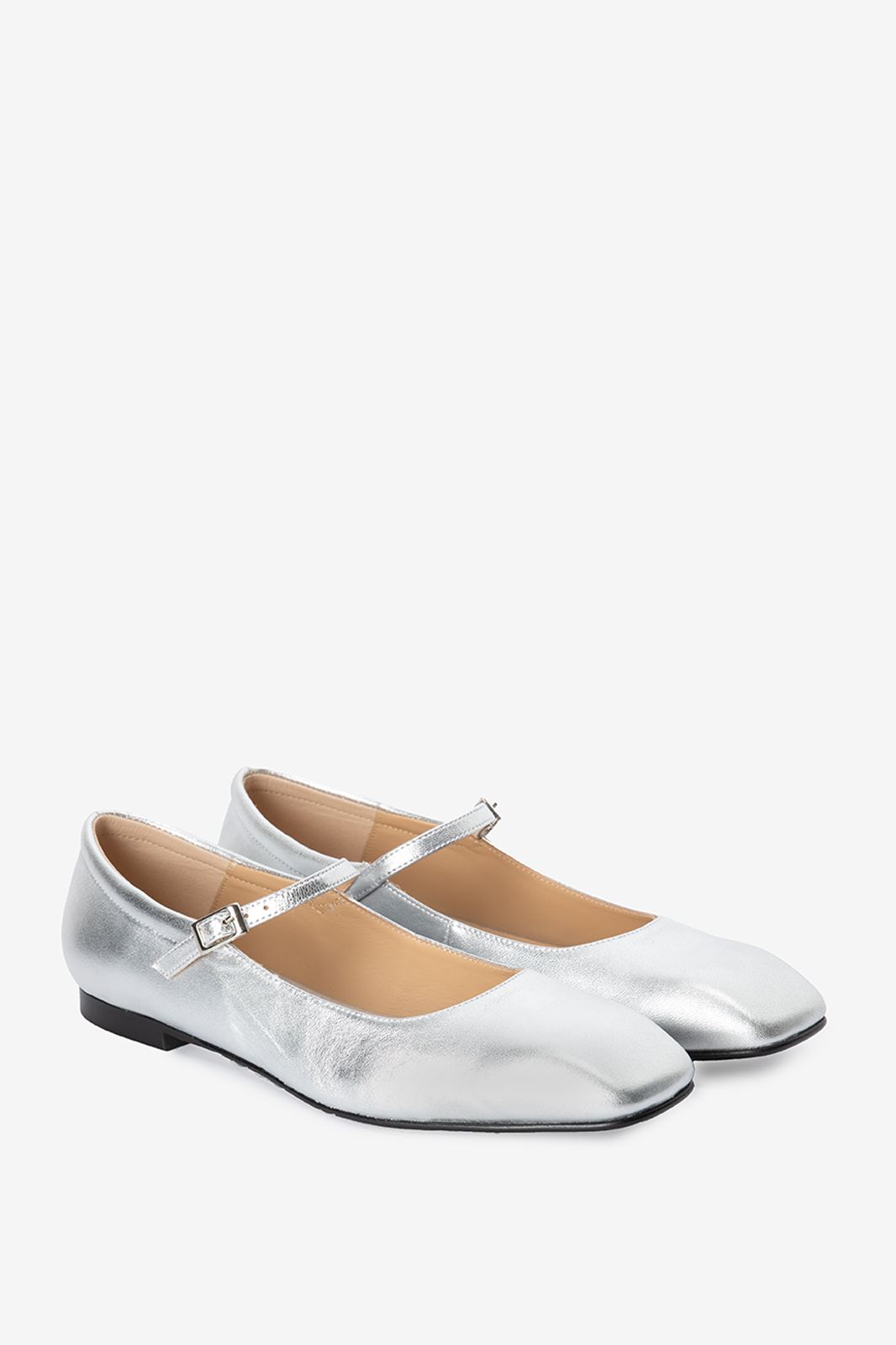 Zilveren leren ballerina - Dames | Sissy-Boy