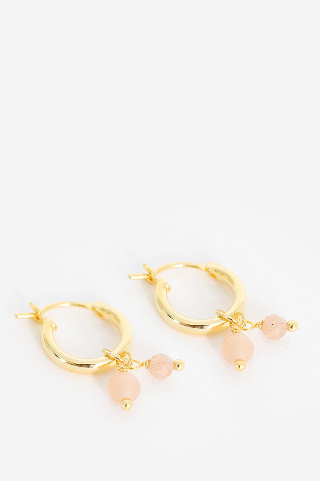 Gold plated oorbellen met roze steentjes - Dames | Sissy-Boy