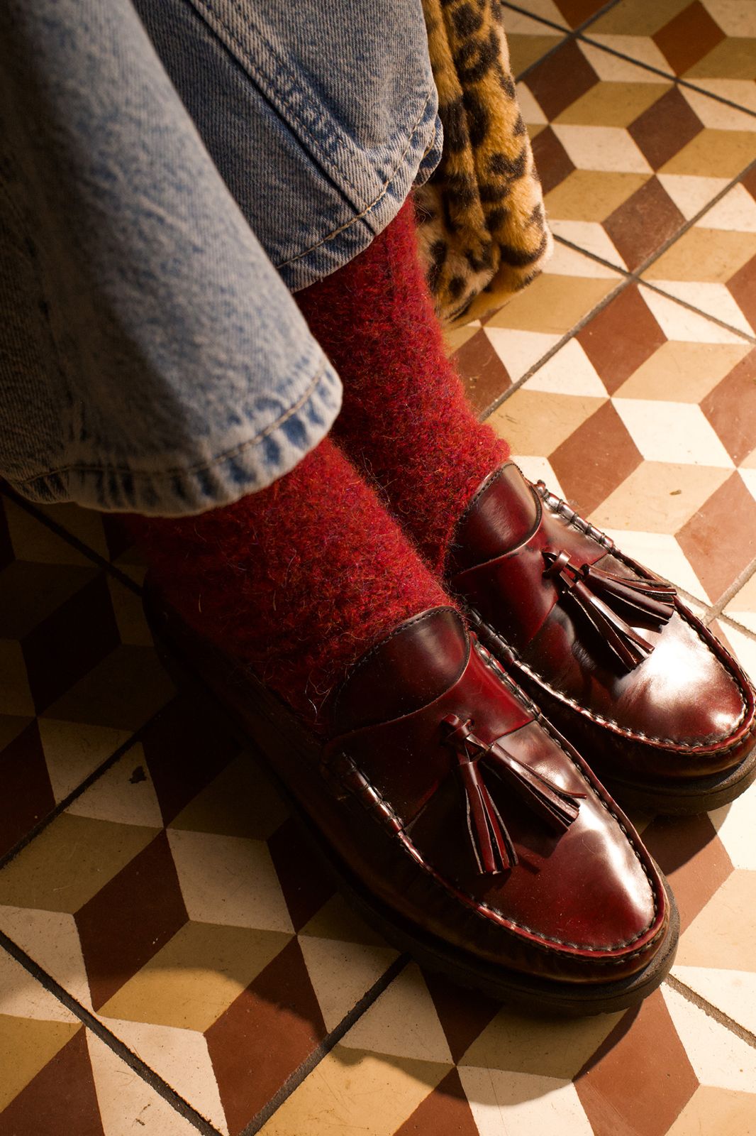 Mocassins en cuir épais - Rouge - FEMME | H&M FR