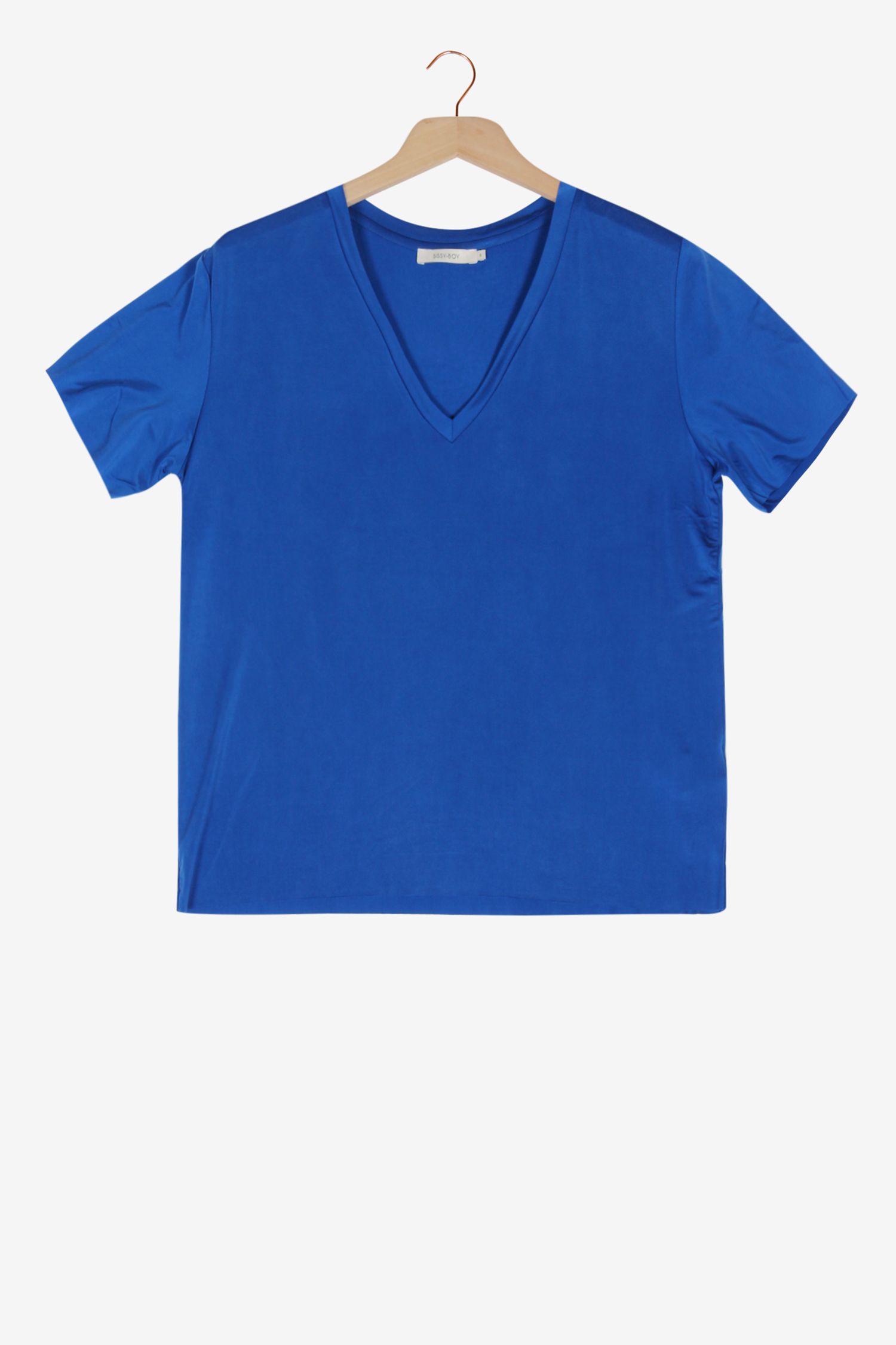 Sissy Boy Kobalt blauw T shirt met V hals