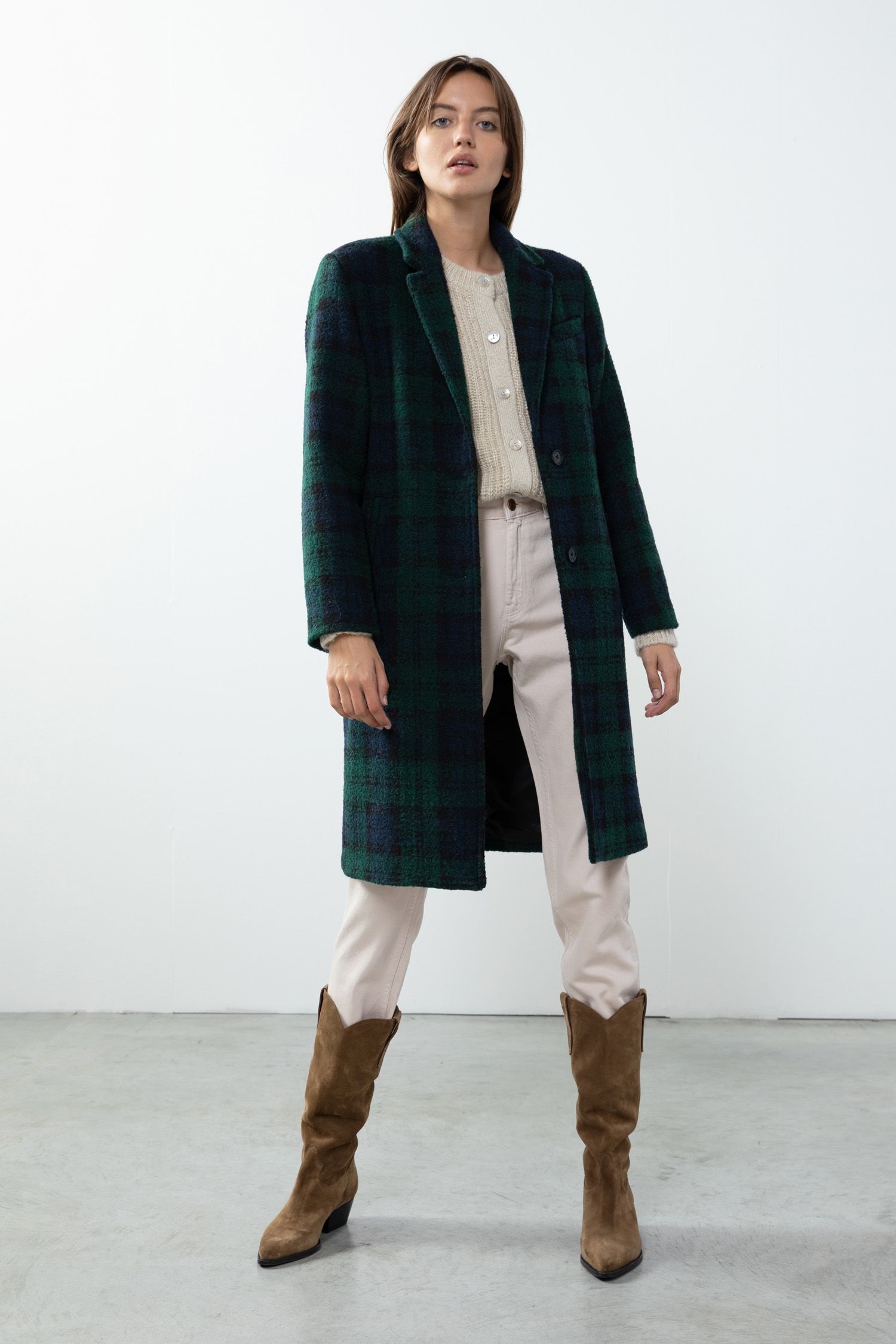 Manteau carreaux vert online femme