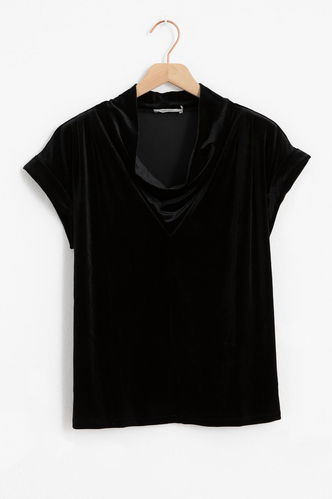T-shirt velours cintré noir femme