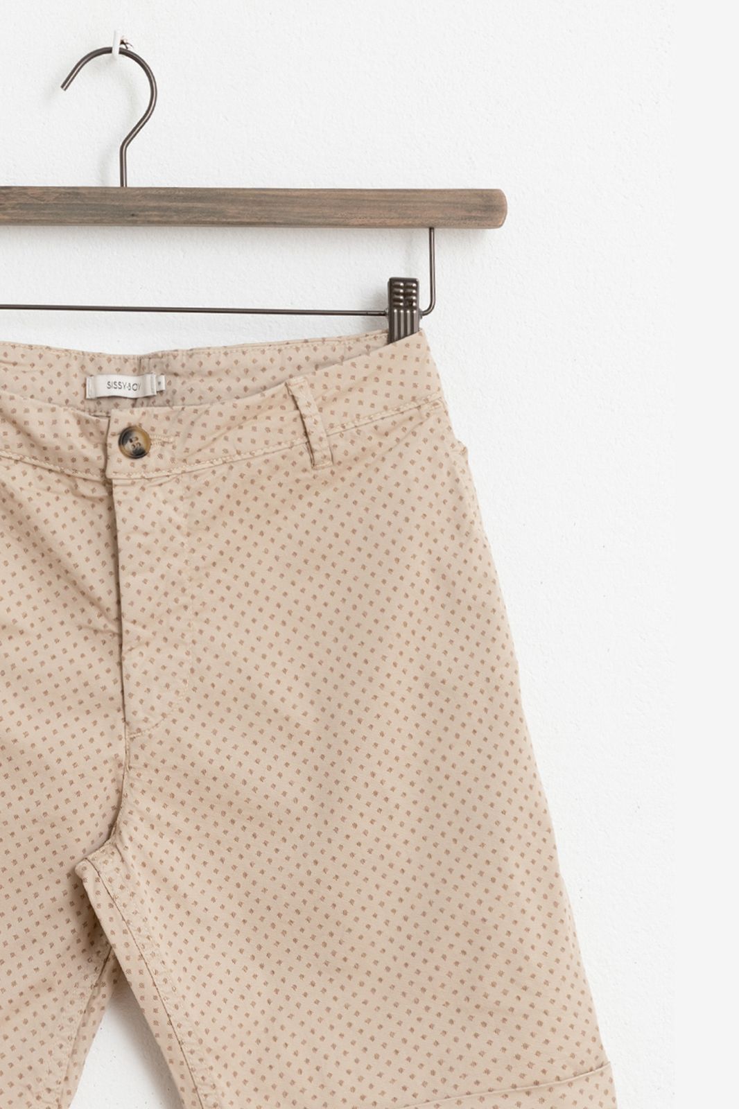 Chino-Shorts mit Print - beige