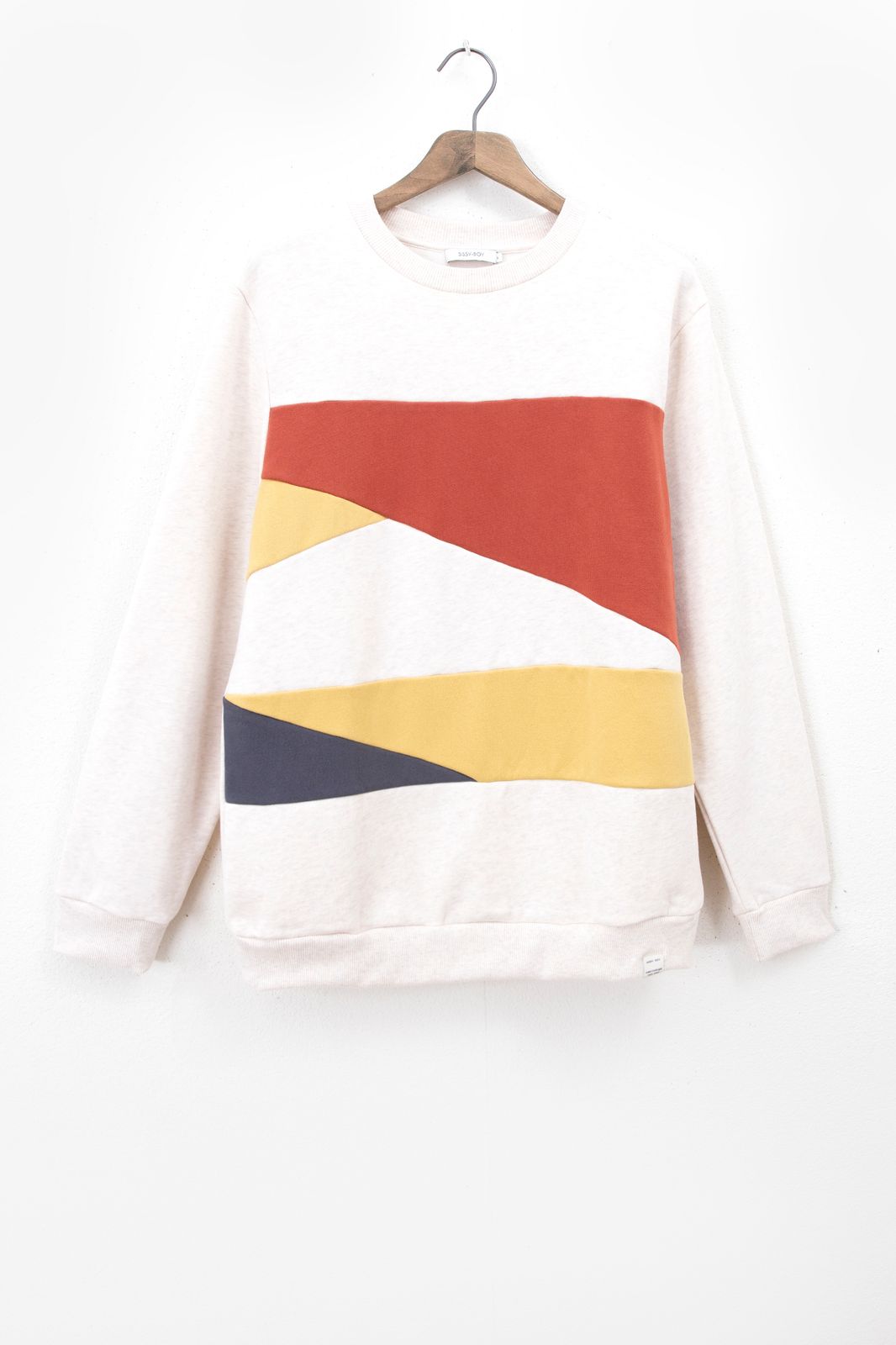 Baumwoll-Sweater in Colorblocking-Optik - beige