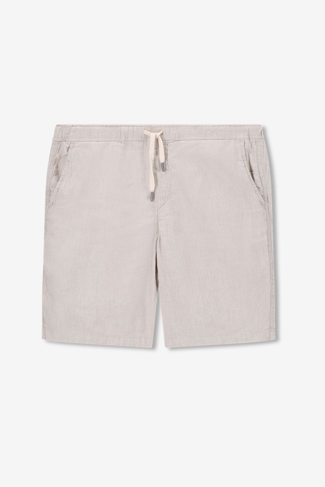 Leinenshorts mit Fischgrätenmuster - beige