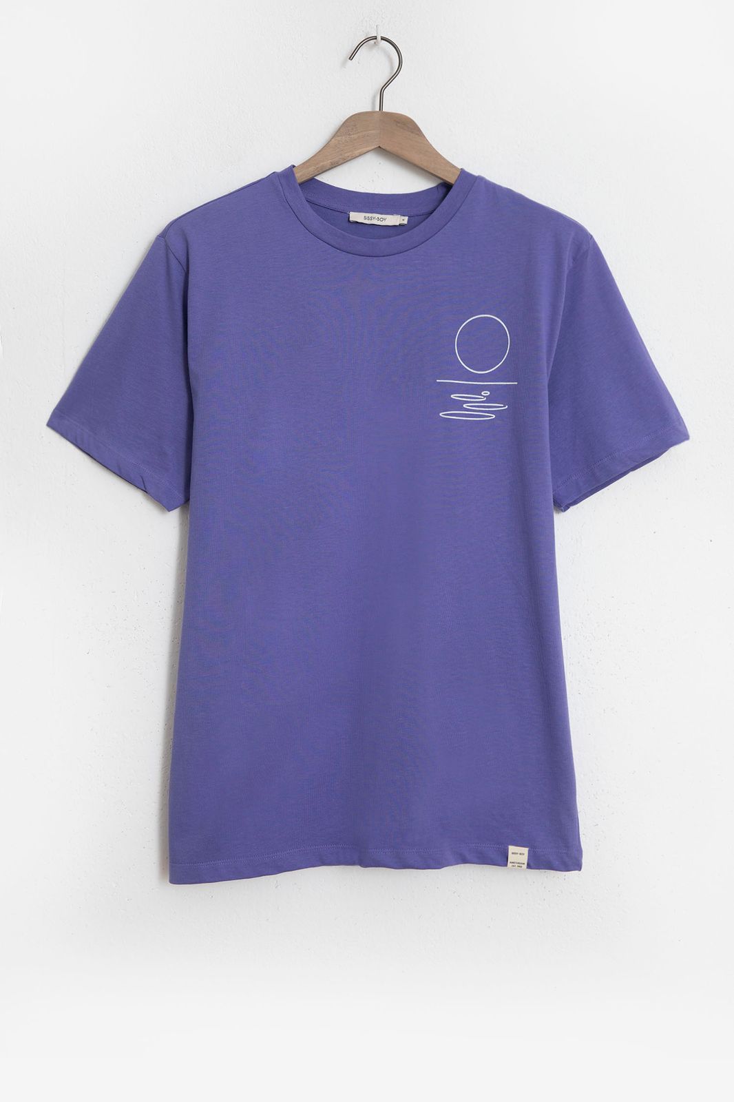 Baumwoll-Shirt mit Sunset-Print - lila