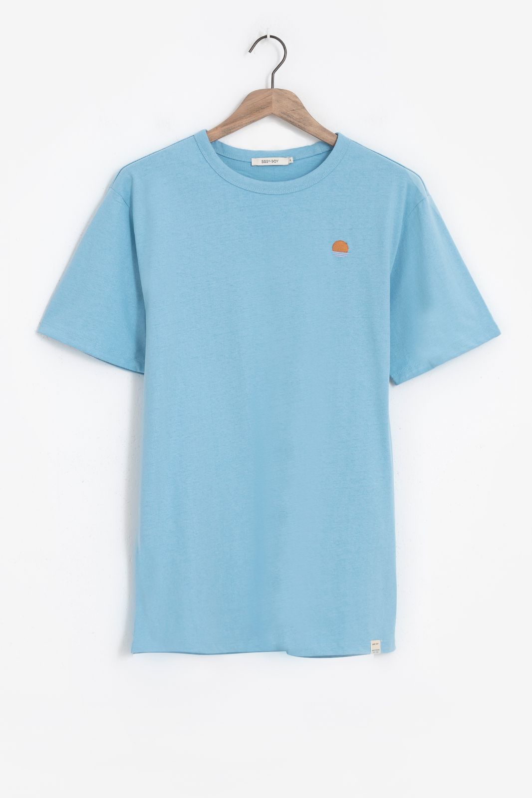 Baumwoll-Shirt mit Stickerei - blau