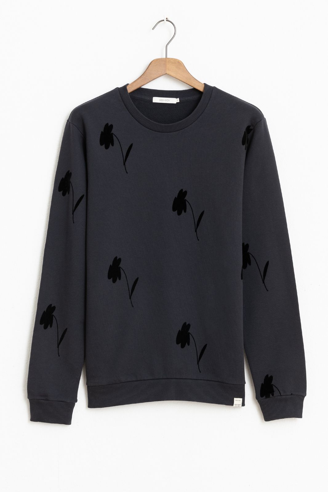 Sweater mit Blumenmuster - dunkelgrau