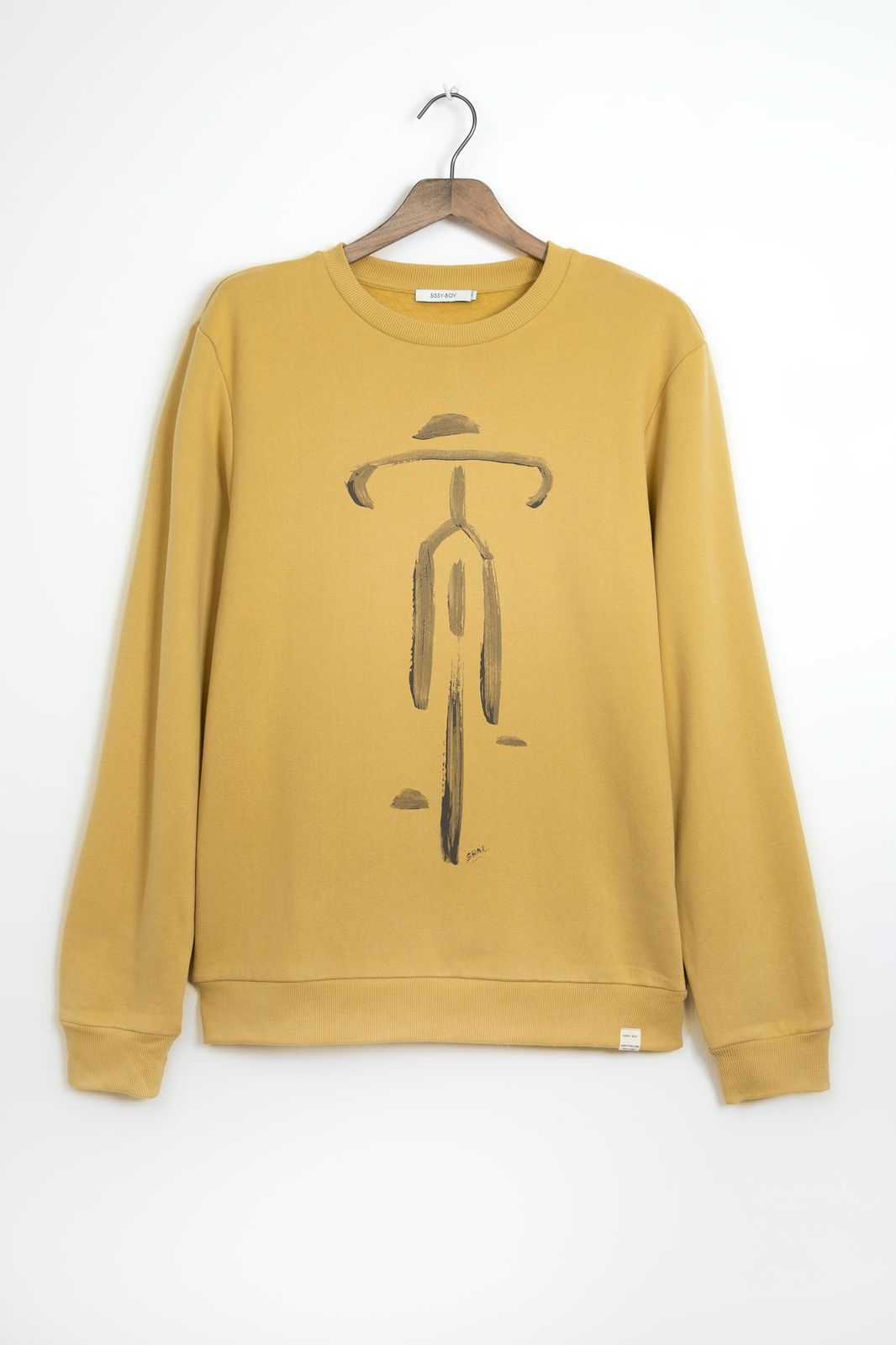 Sweater mit Fahrrad-Print - senfgelb