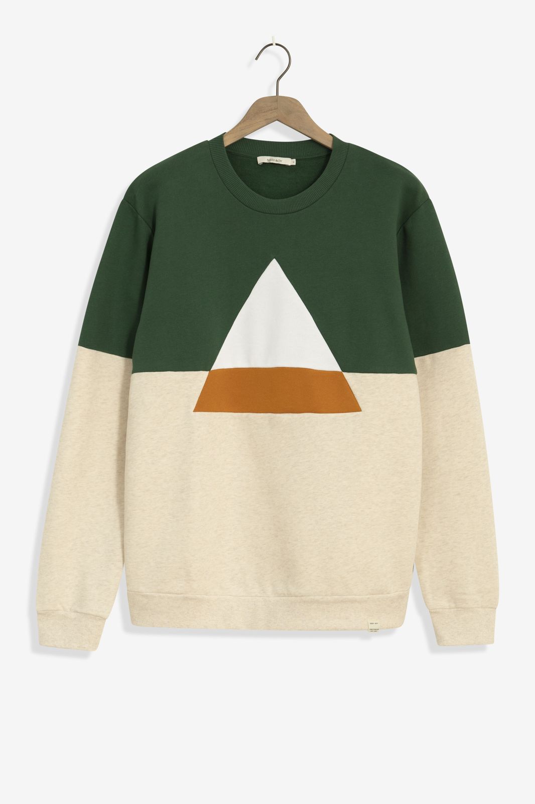 Baumwoll-Sweater mit Colorblocking-Design - grün