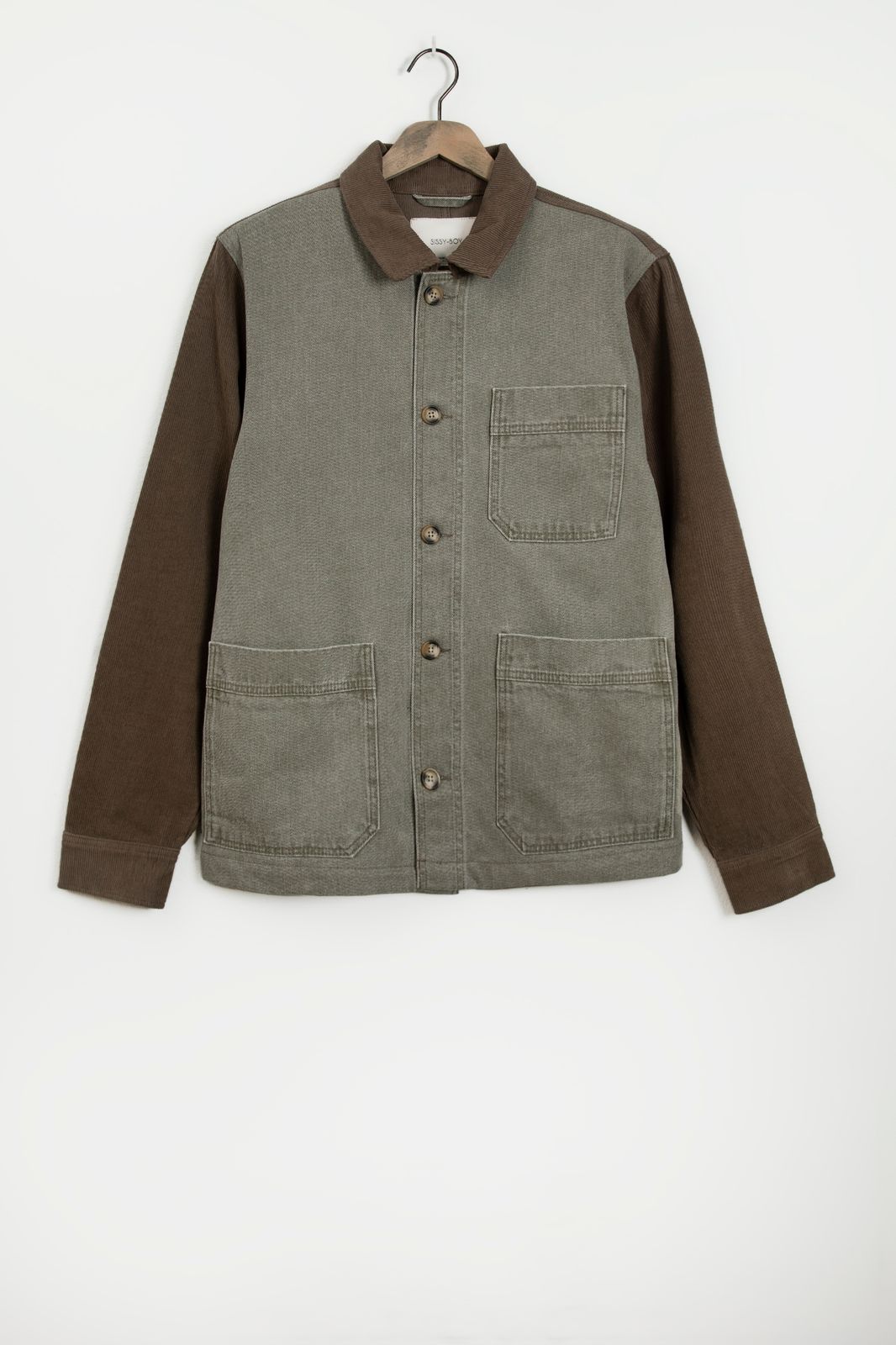 Worker Jacket aus Baumwolle mit Cord-Details - grün