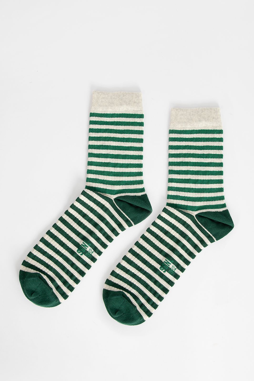 Gestreifte Socken mit Rippmuster - dunkelgrün