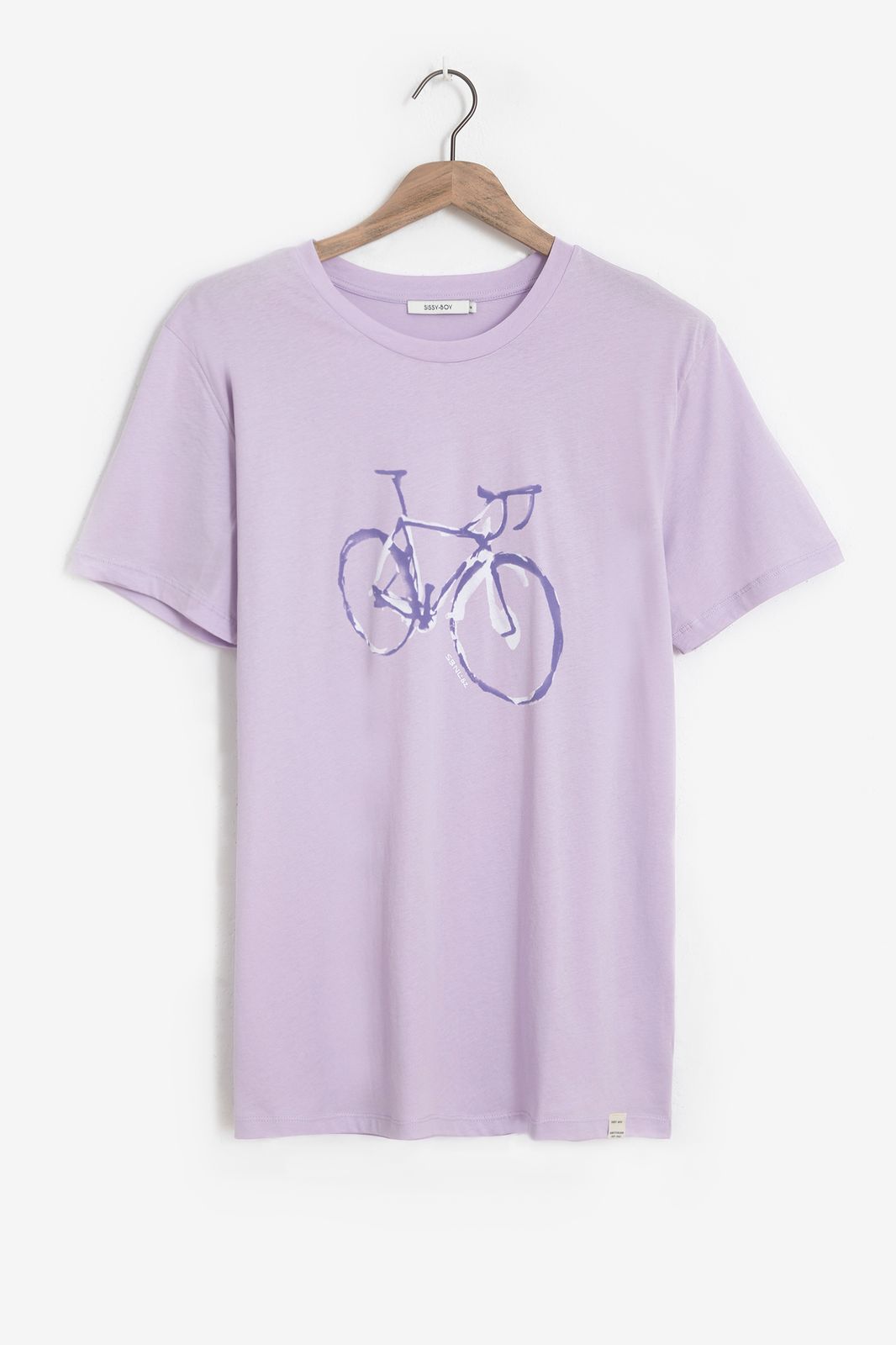 Baumwoll-Shirt mit Fahrrad-Print - flieder