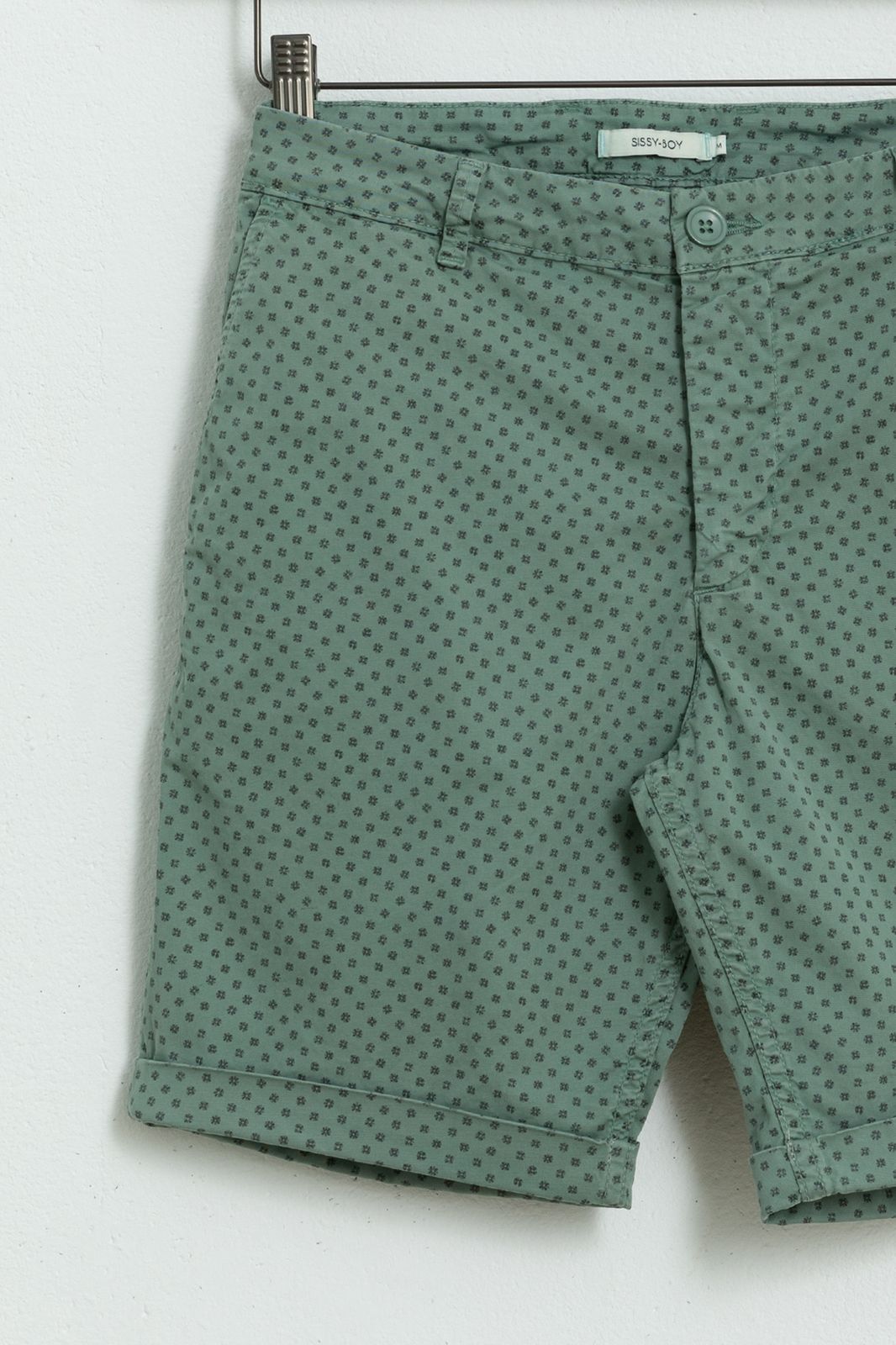 Chino-Shorts mit Print - grün