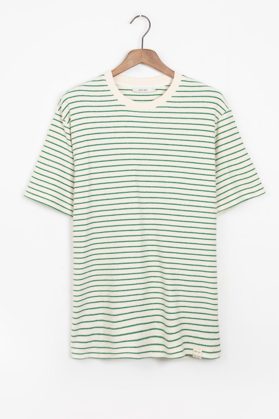 Gestreiftes T-Shirt aus Slub-Jersey - grün