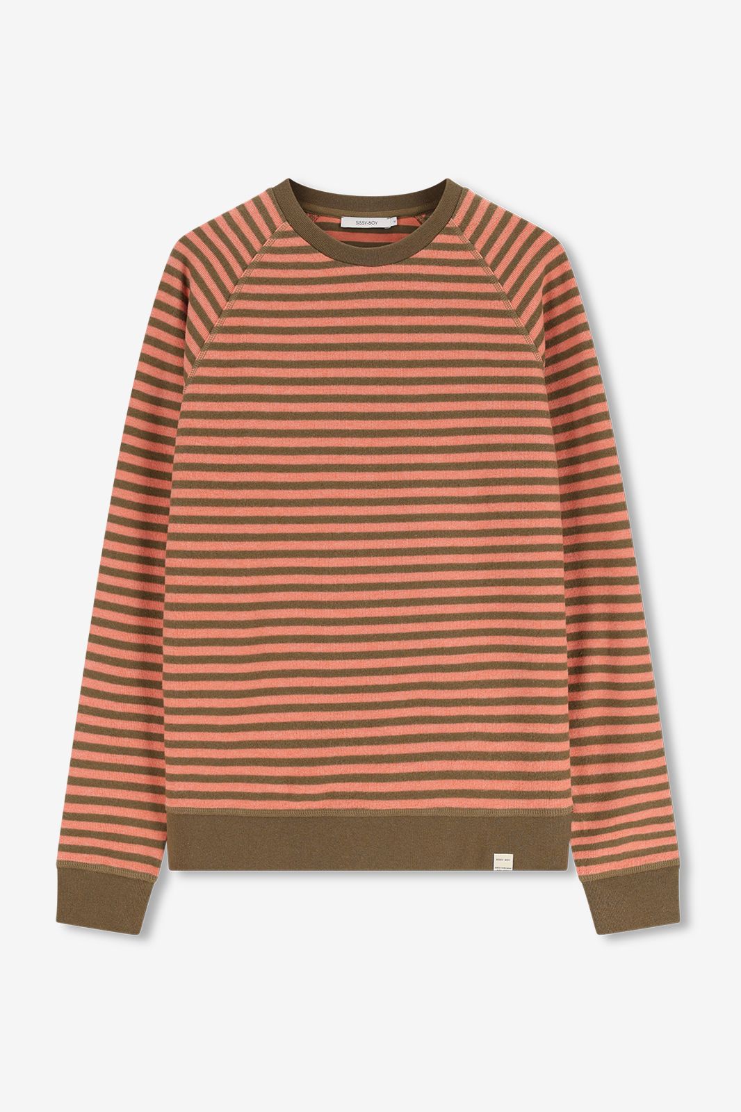 Orange gestreifter Sweater - dunkelgrün