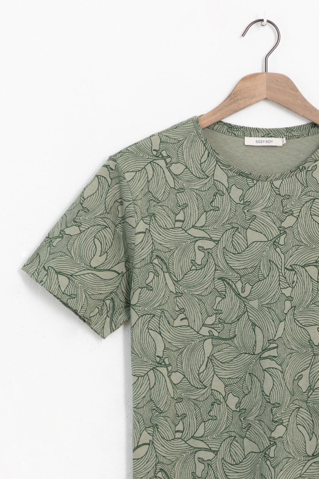 T-Shirt mit Allover-Print  - grün