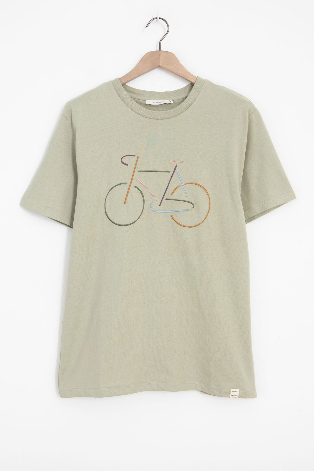 Baumwoll-Shirt mit Fahrrad-Stickerei- hellgrün