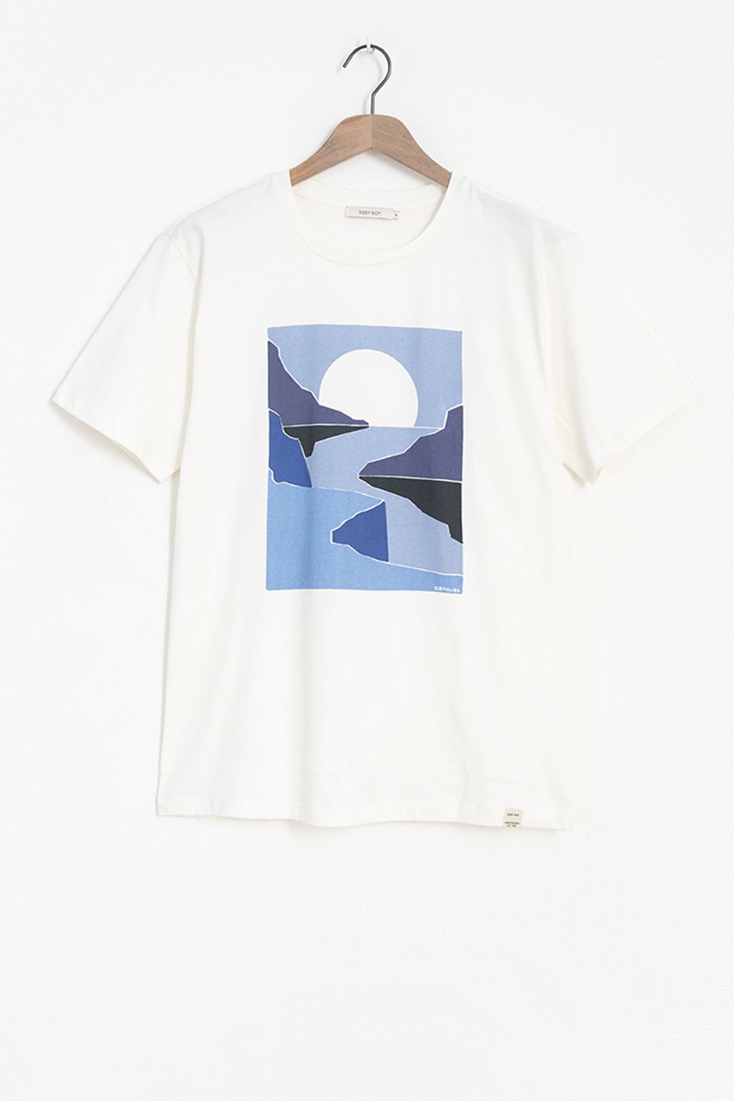 T-Shirt aus Baumwolle mit Landscape-Print - weiß