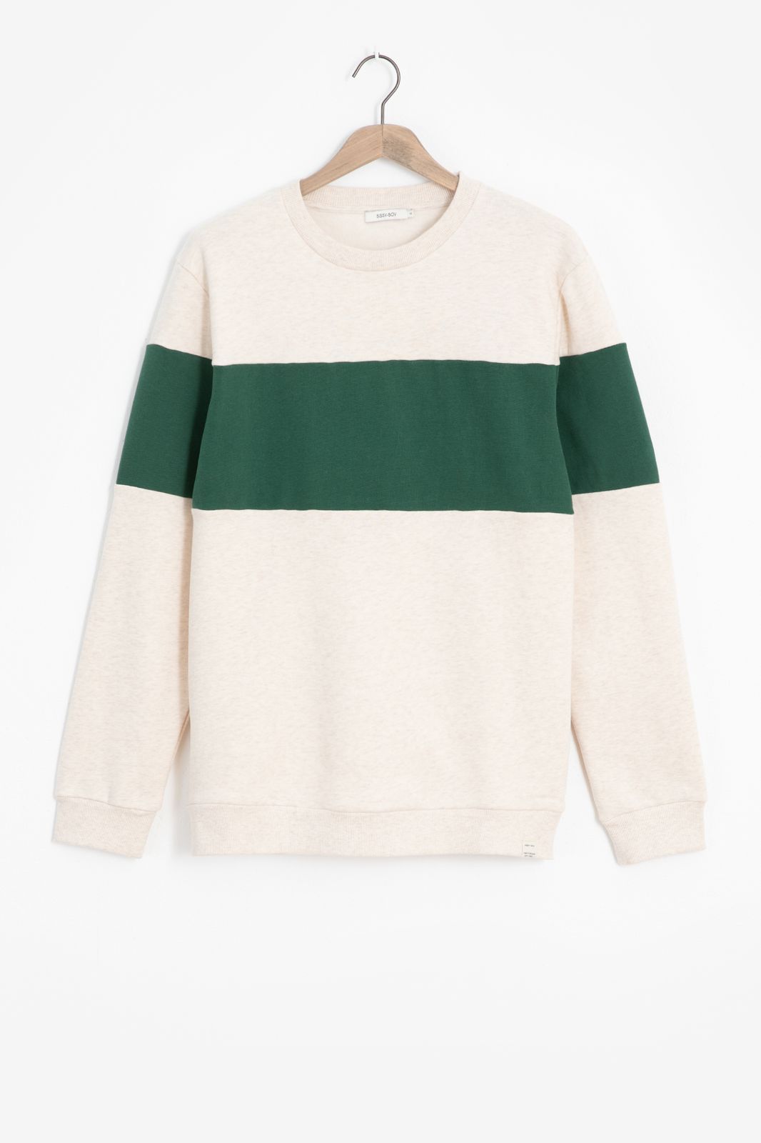 Sweater mit grünem Streifen - weiß