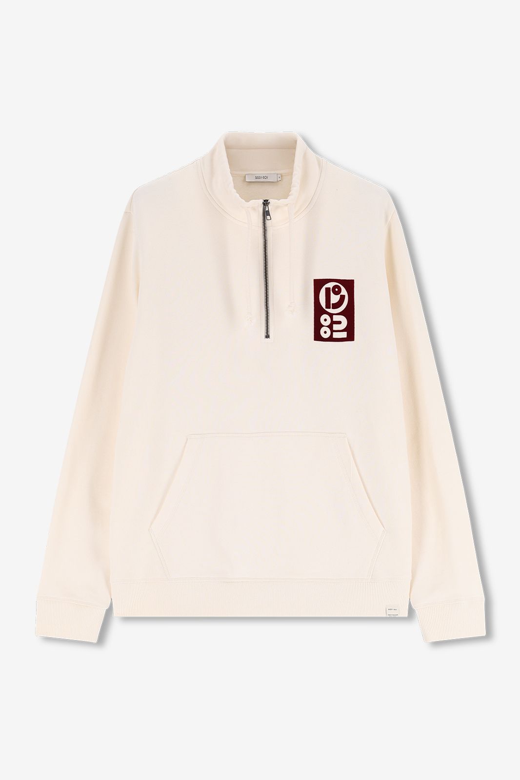 Sweater mit Reißverschluss und Artwork - weiß