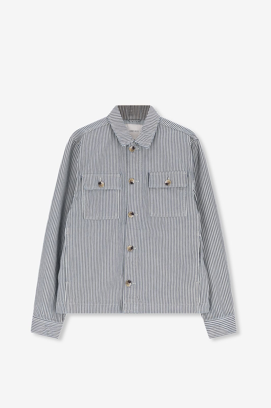 Gestreifte Workwear-Jacke - weiß