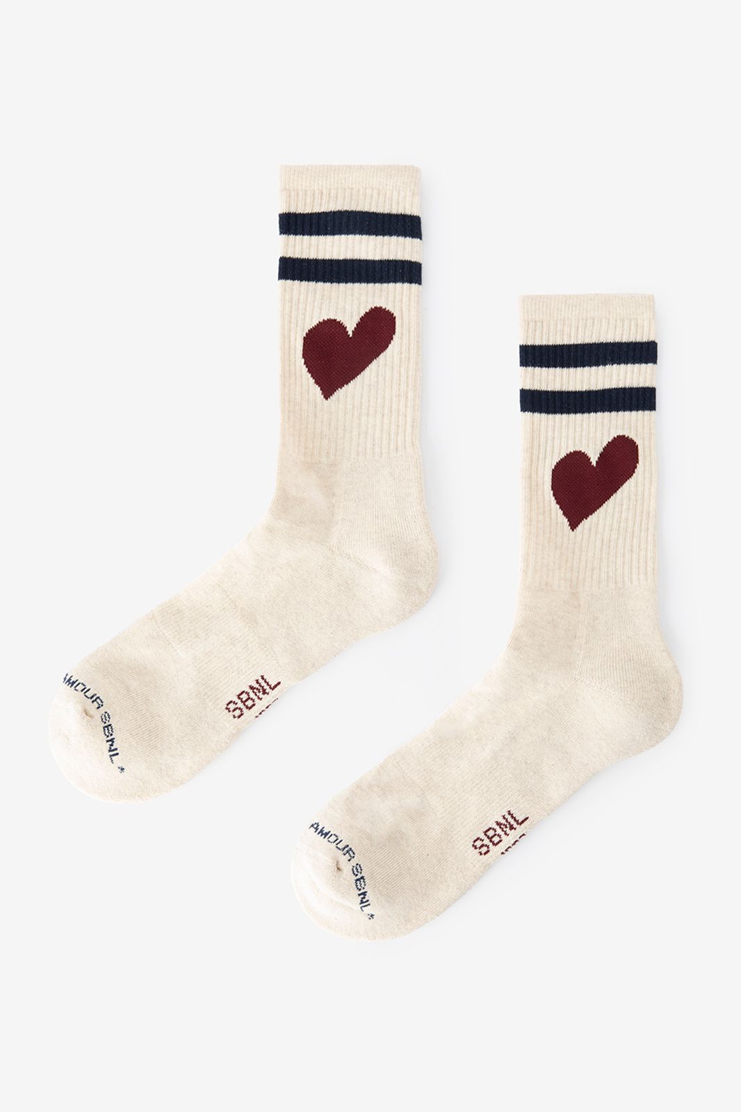Sportsocken mit schwarzen Streifen und Herz-Print - weiß
