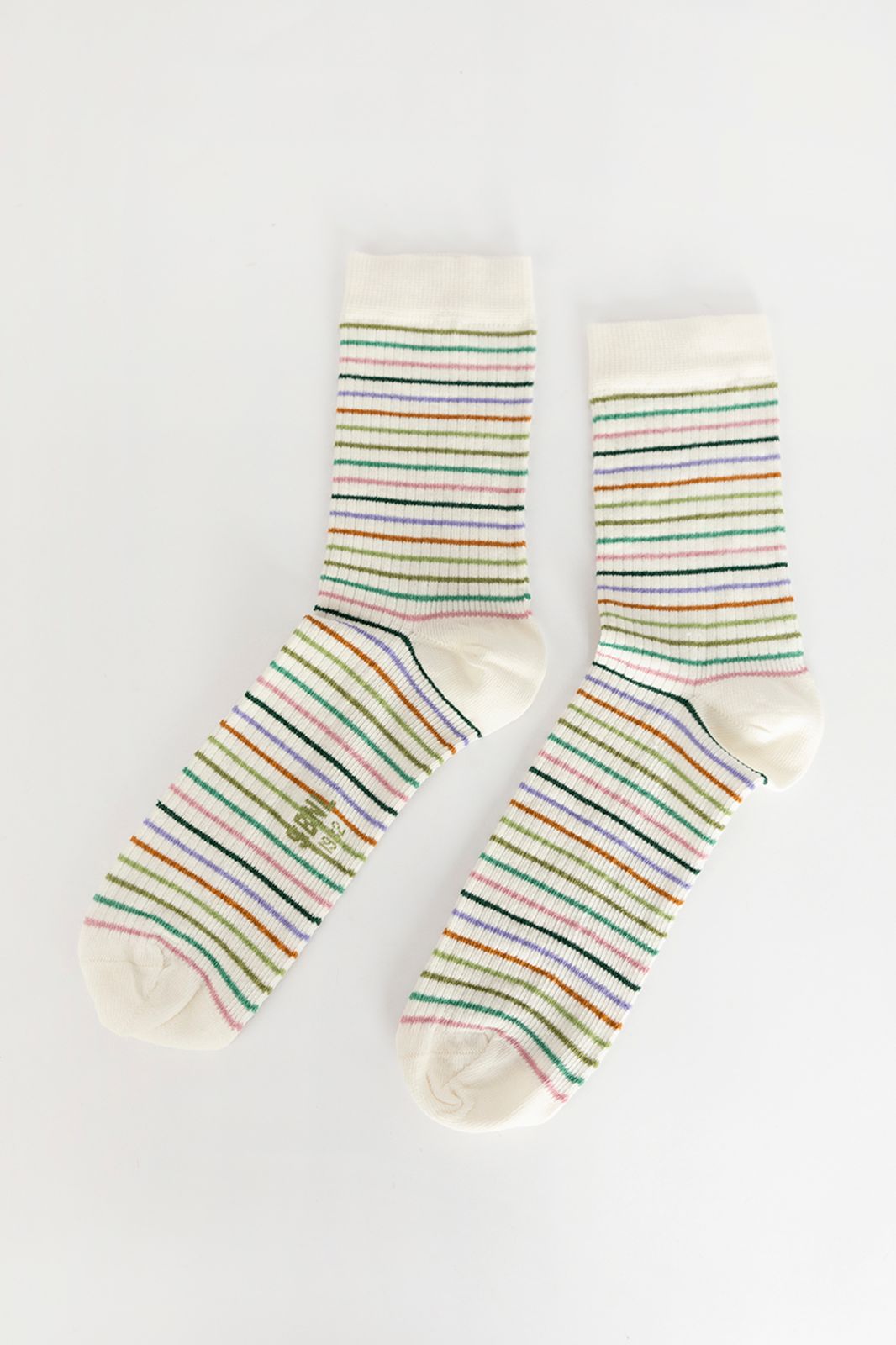 Chaussettes côtelées rayées - multicolore