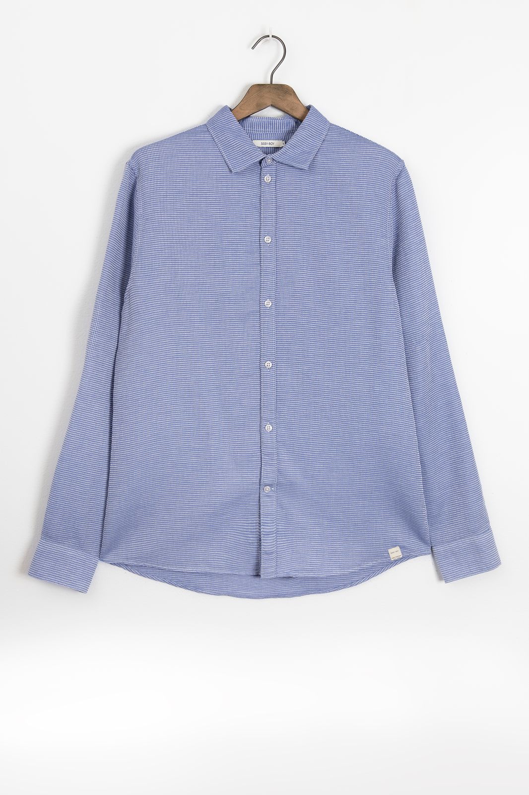 Chemise avec avec structure gaufrée - bleu