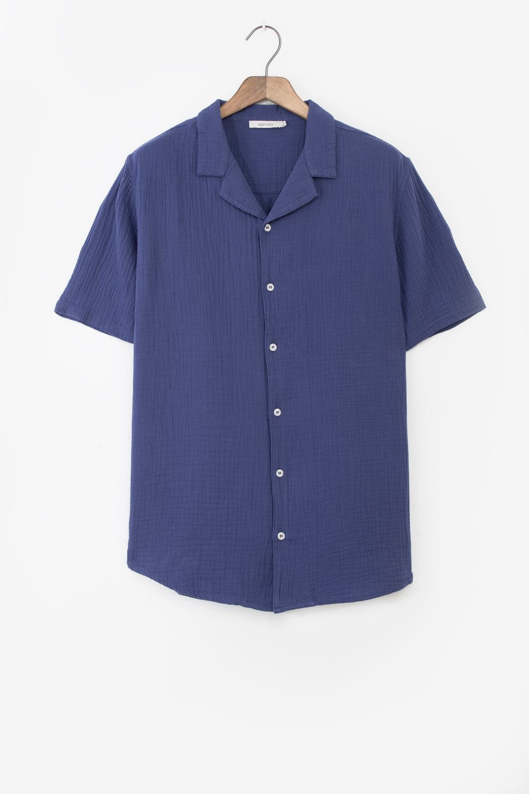 Chemise manches courtes en mousseline - bleu foncé
