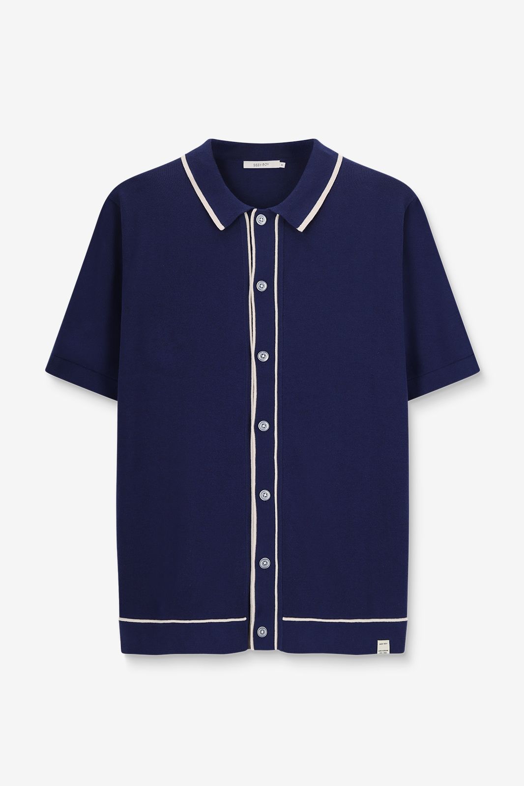 Polo tricoté - bleu foncé