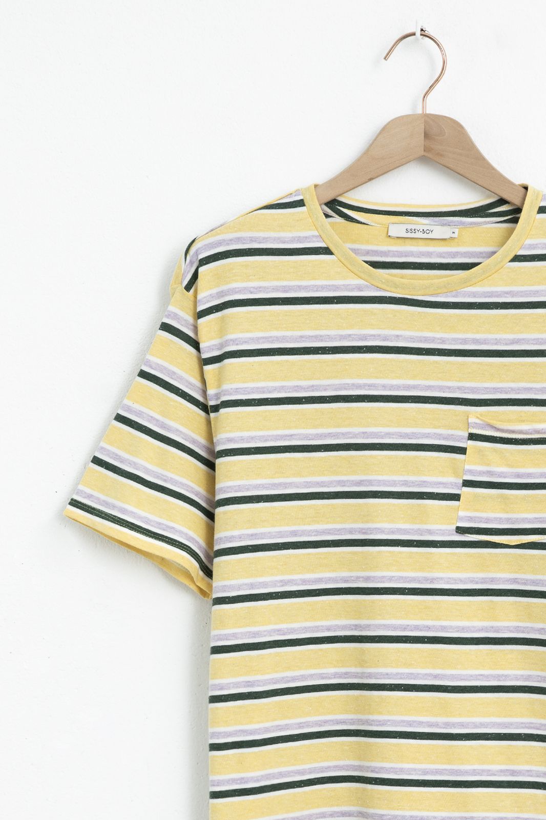 T-shirt en coton rayé - jaune