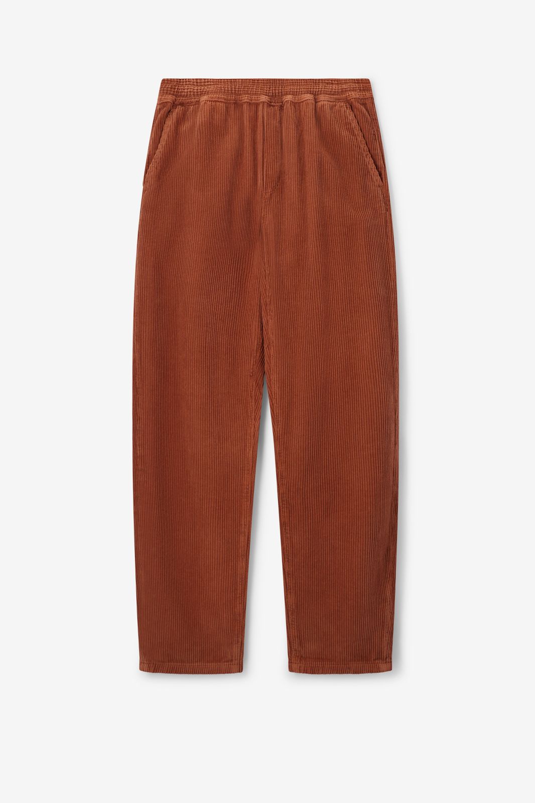 Pantalon taille mi-haute en velours côtelé - marron