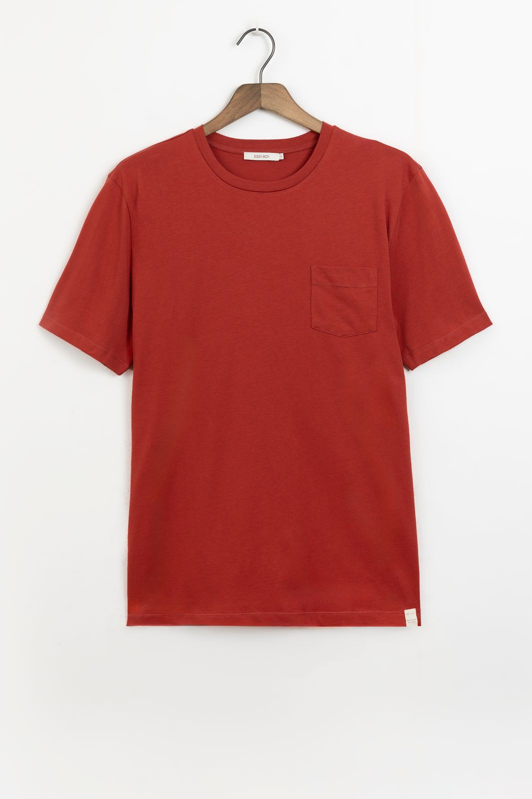 T-shirt avec poche poitrine - rouge foncé