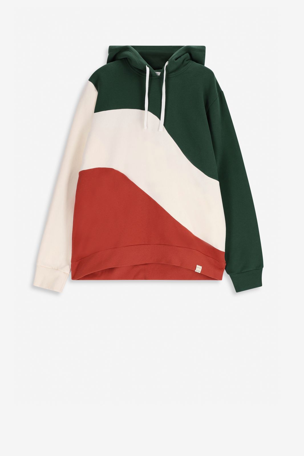 Sweat à capuche color block - vert