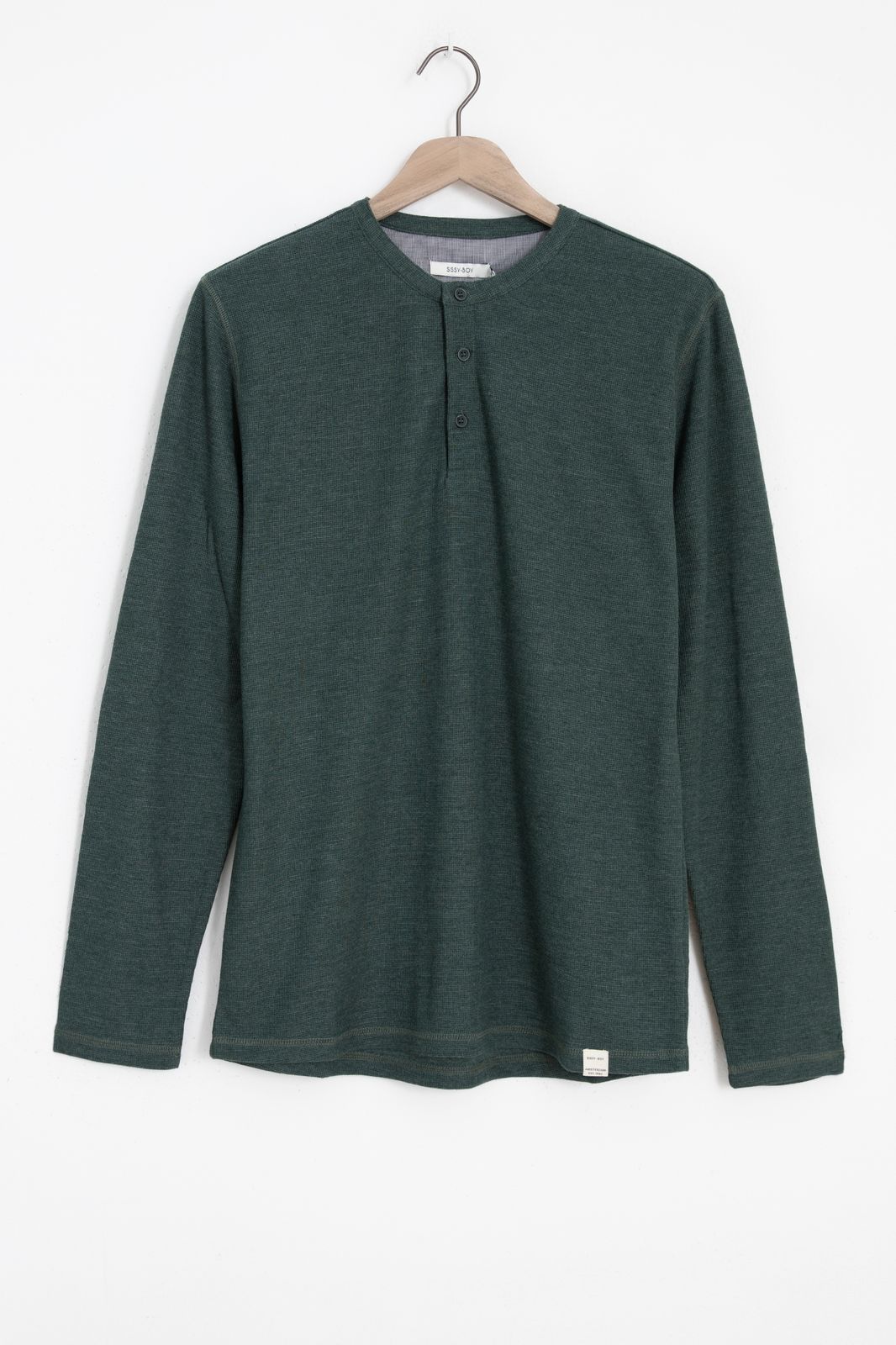 T-shirt henley en coton - vert foncé