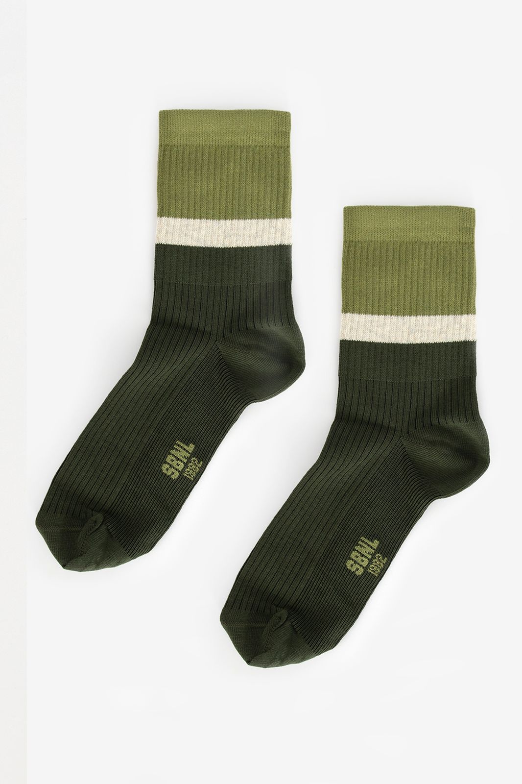 Chaussettes côtelées color block - vert