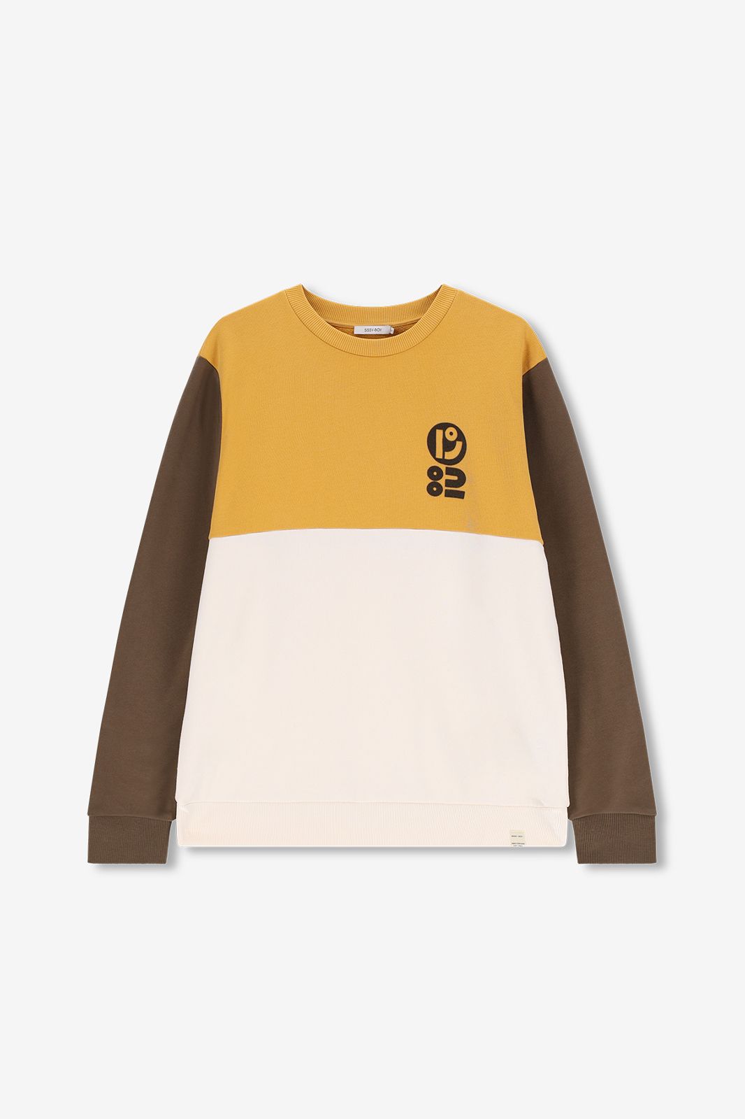 Sweat color block avec illustration - vert foncé