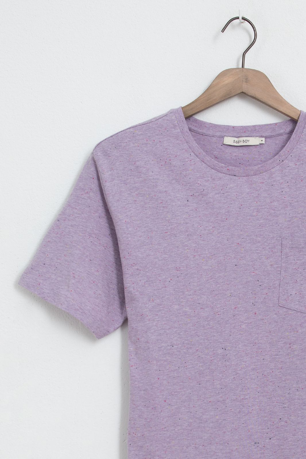 T-shirt moucheté avec poche poitrine - violet clair