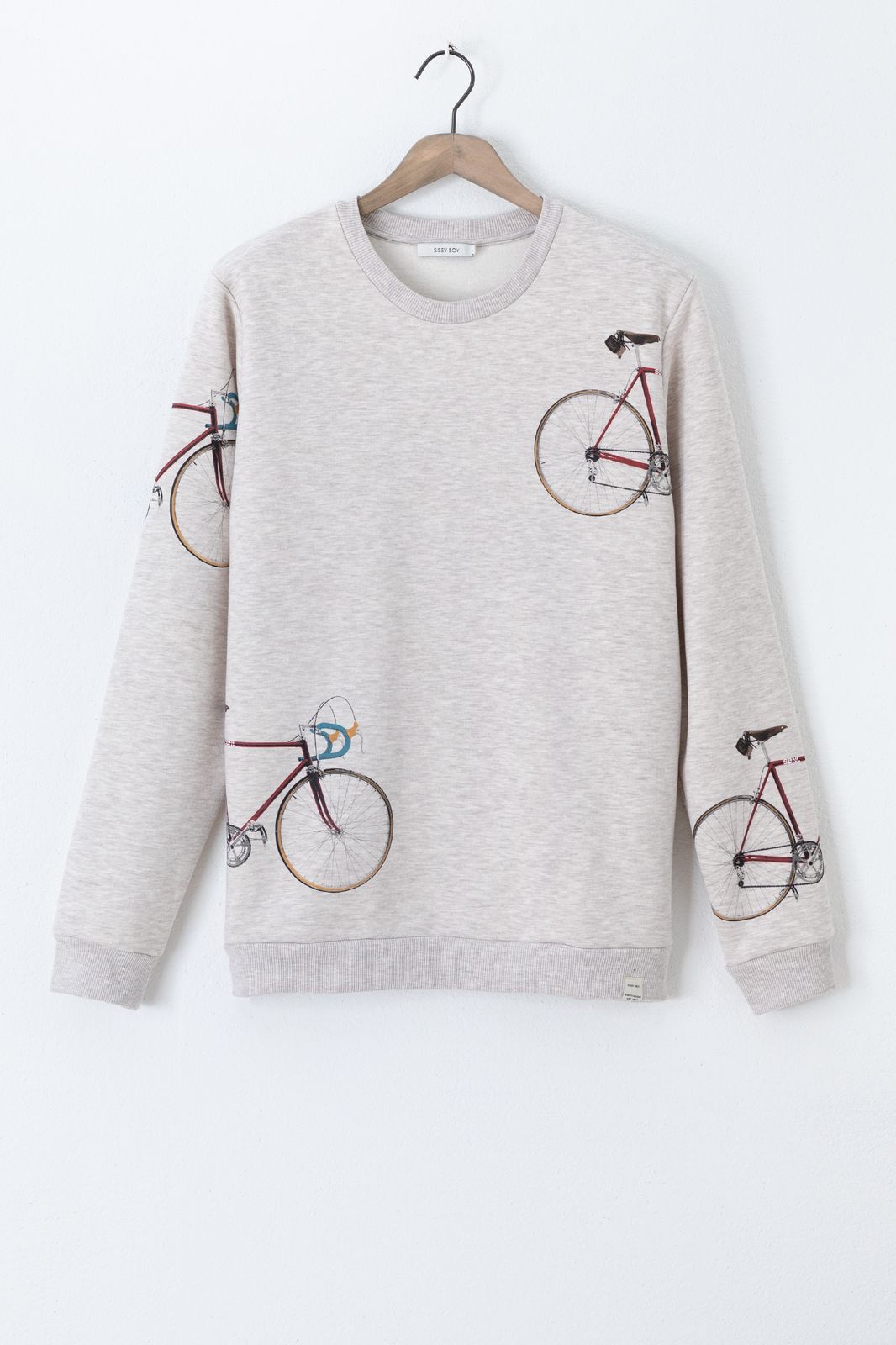 lip Phalanx Leraar op school Grijze sweater met bicycle print