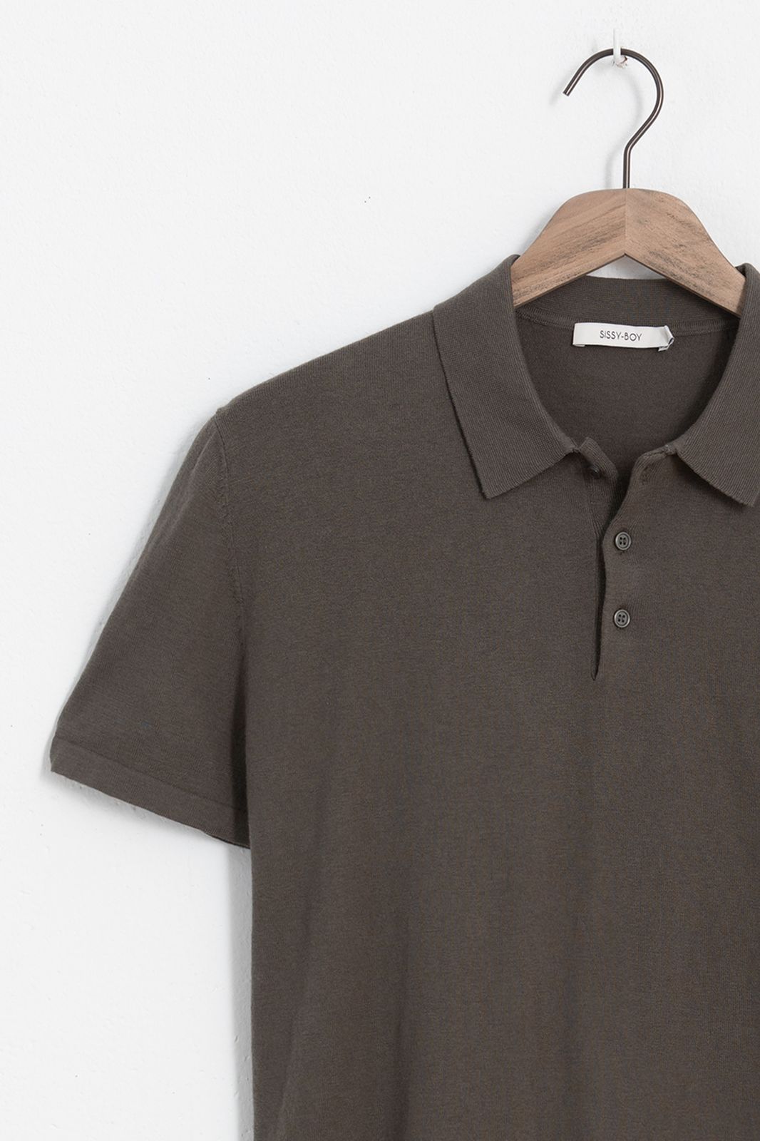 Donkerbruine cashmere polo