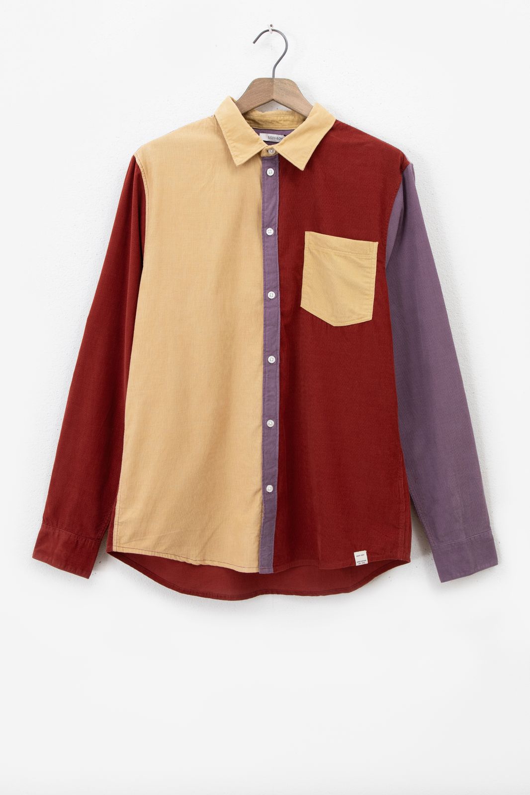 Bordeauxrood colourblock overhemd