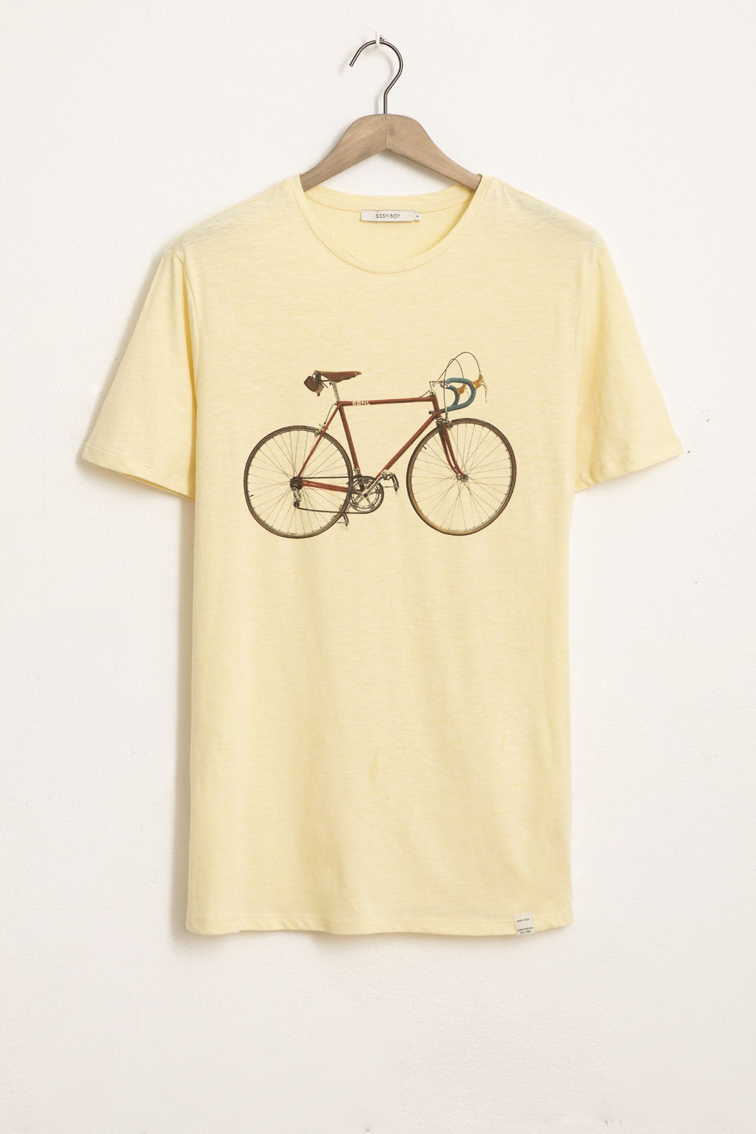 Geel T shirt met bicycle print