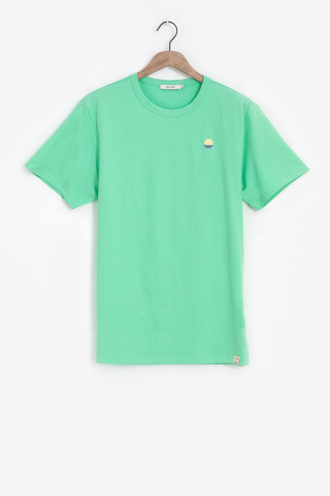 Groen katoenen T-shirt met borduursel - Heren | Sissy-Boy