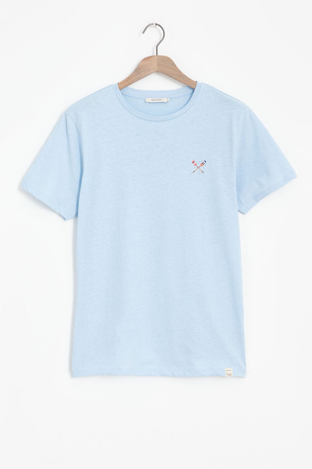 Lichtblauw katoenen T-shirt met logo