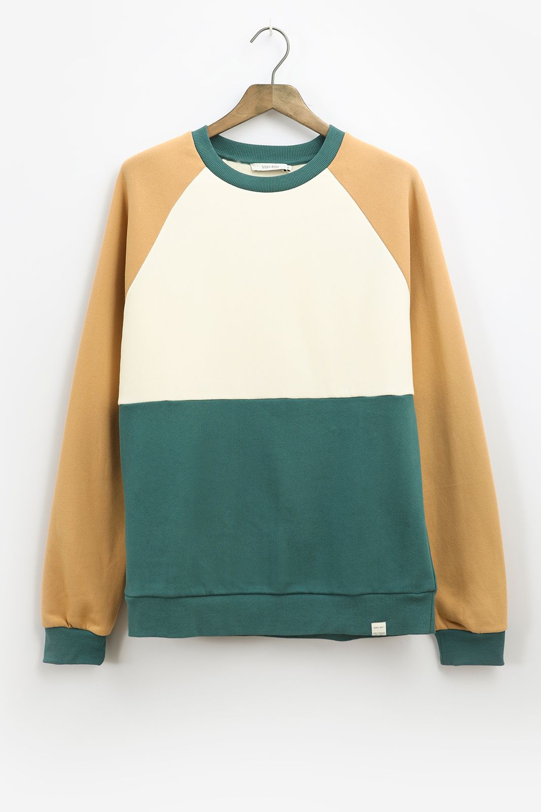 Donkergroene colourblock sweater - Heren | Sissy-Boy