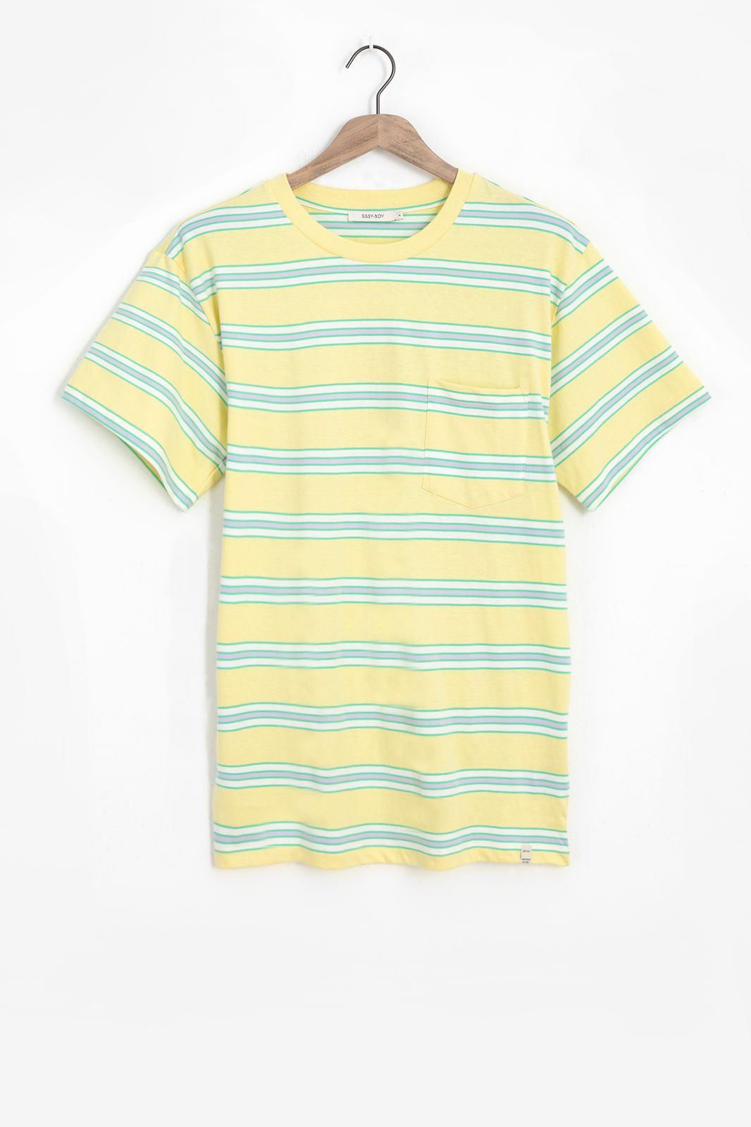 Lichtgeel gestreept T-shirt - Heren | Sissy-Boy